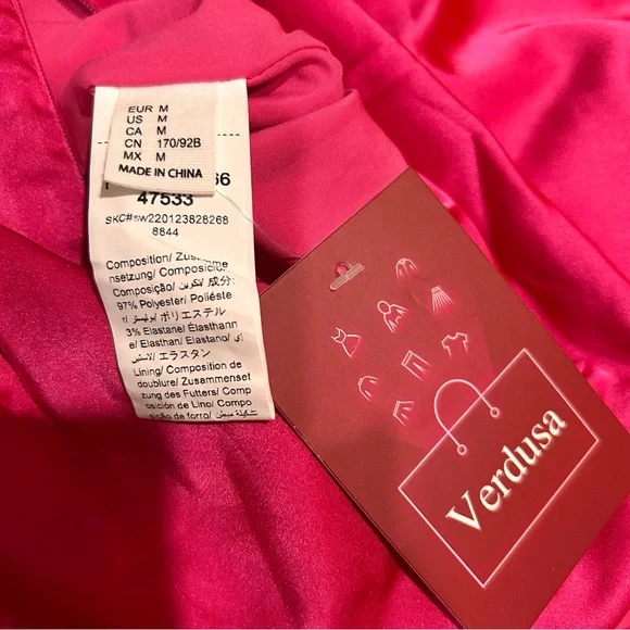 Verdusa Women's Pink Draped Cut Out Crisscross Tie Backless Satin Dress Size M - Picture 5 of 13